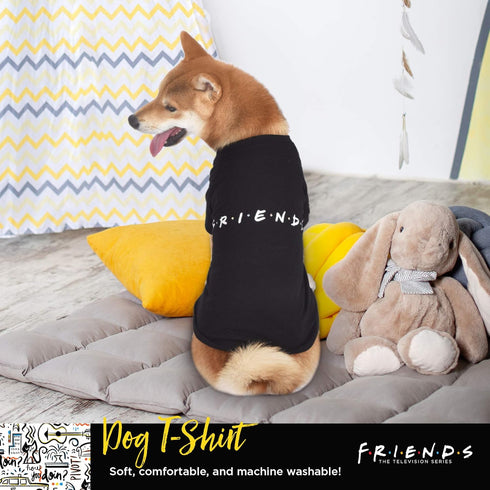 Iconic Logo Dog T-Shirt in Black, Soft Lightweight Pull-Over for Medium Dogs, Size Medium (M)