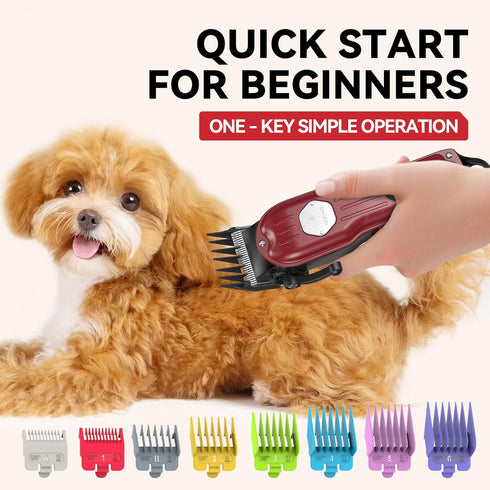 Trimmer, Dog Grooming Kit for Heavy Thick Hair & Coats, Low Noise Rechargeable Cordless Pet Shaver With Stainless Steel