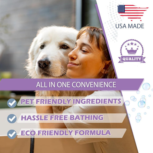 Pet Shampoo for Dogs & Cats, Intense Cleaning Power, Soothes Skin, Made in USA (Lavender, 1 Quart)