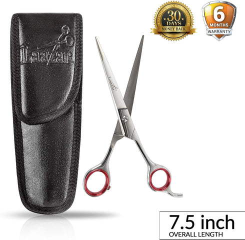 7.5” Straight Grooming Shears for Dogs and Cats with Storage Case, Sharp Pet Groomer Scissors, Premium Stainless Steel