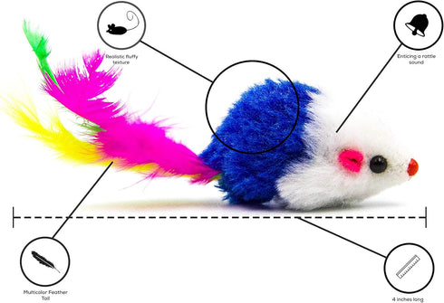 Fluffy Cheezers Interactive Catch Play Mice Toys for Cats - Box of 20 Mice for Pet Lovers