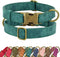 Didog Soft Leather Dog Collar, Adjustable Heavy Duty Collar with Quick Release Metal Buckle for Small Dogs, Green, S