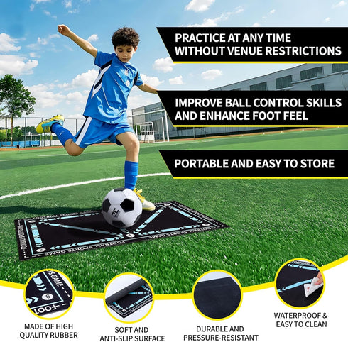 2 Set Kids Soccer Goals for Backyard with Training Equipment, Portable Foldable Practice Nets with Ball, Dice & Mat