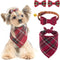 PUPTECK Leather Dog Christmas Collar for Small Dogs, XS Puppy Bandana Costume Accessories for Girl Boy Bunny Cats Red,