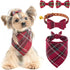PUPTECK Leather Dog Christmas Collar for Small Dogs, XS Puppy Bandana Costume Accessories for Girl Boy Bunny Cats Red,