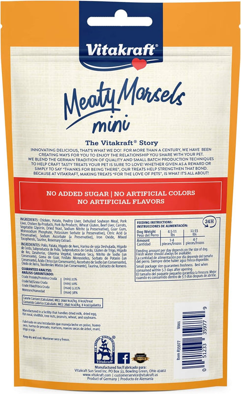 Vitakraft Meaty Morsels Mini Treats for Dogs, Chicken with Beef and Carrots, Super Soft Dog Training Treats