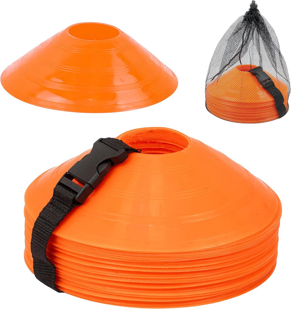 Soccer Cones for Drills with Mesh Bag & Strap - Flexible, Heavy-Duty Sports Cones for Soccer Practice, Basketball,