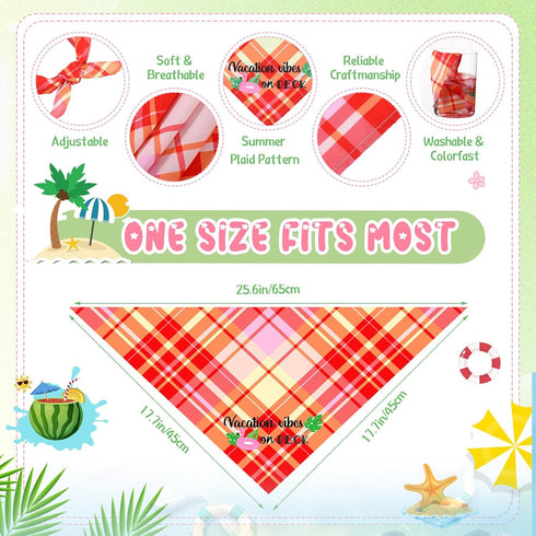 100 Summer Sweetude Pcs Plaid Dog Bandana Bulk with Sayings Hawaii Bandana Pet Scarf Triangle Bibs Washable Puppy