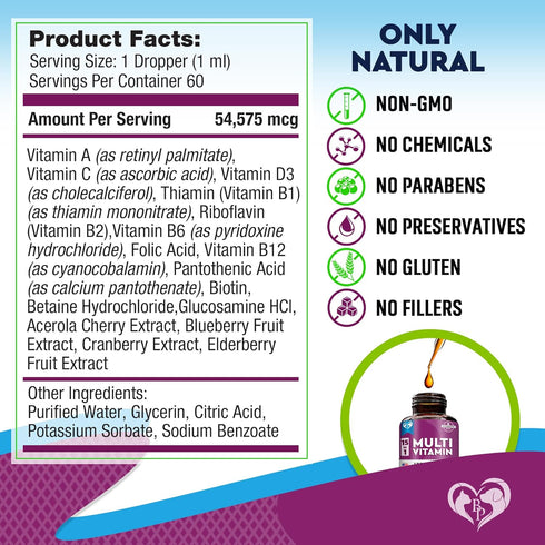 Cat & Dog Multivitamin Liquid with Glucosamine & Cranberry | 15 in 1 Health Supplements for Urinary Tract & Joint