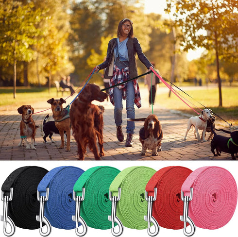 12 Pieces Long Training Leash for Dogs - Bulk Nylon Puppy Chain Leash for Small Medium Large Dogs