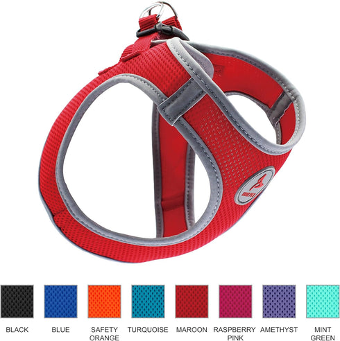 KRUZ PET Reflective Mesh Dog Harness, No Pull, Quick Fit, Comfortable, Adjustable Pet Vest Harnesses for Walking, Training, Small, Medium Dogs - Raspberry Pink - Small
