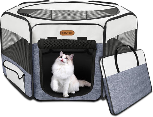 Seiyierr Dog Playpen, Portable Pet Play Pen Foldable Carrying Case, Puppy Pens