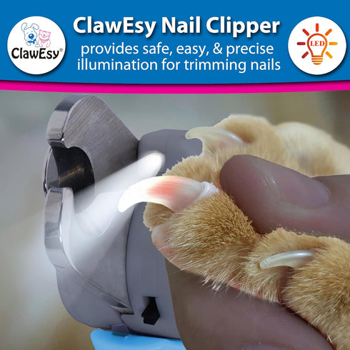 Dog Nail Clipper with LED Light, Stainless Steel Pet Nail Trimmer with Safety Guard, Free Nail File, Pink
