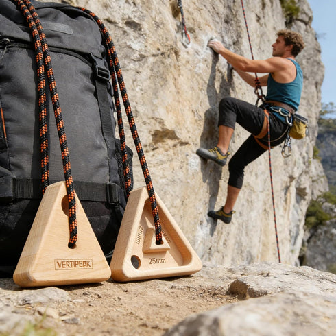 2 pack 3 Portable Hangboard Rock Climbing, Triangular Wooden Climbing Fingerboard with Multi-Depth Pockets, Finger