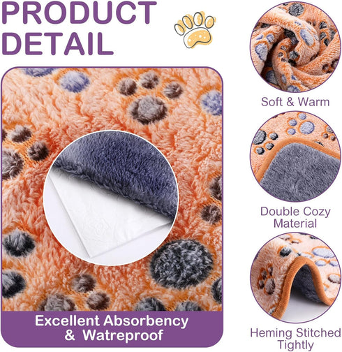 4pcs (30 21 inch) Hestya Waterproof Dog Puppy Pads Soft Cat Blanket Dog Sleeping Mat Absorbent Pet Blanket Paw Pattern