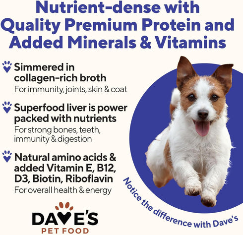 13.2 oz (12 Pack) Dave's Pet Food Wet Dog Food & Topper (Chicken & Beef), Made in USA Naturally Healthy Canned