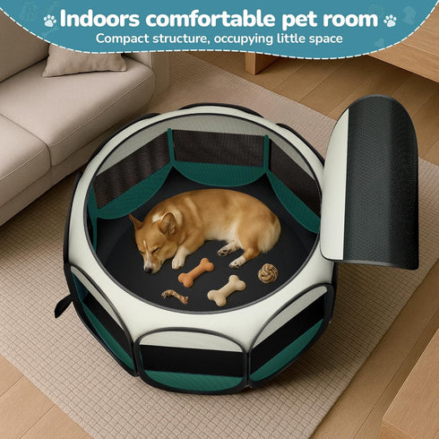 Foldable Puppy Playpen Indoor for Cat - Portable Cats Dogs Kennel Pop Up Cat Playpen for Small Pets Kitten Outdoor