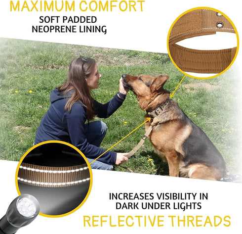 ADITYNA Heavy Duty Dog Collar with Handle, Thick Reflective Tactical Collar for Large Dogs, Soft Neoprene Padded