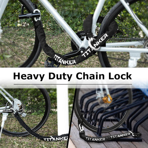 Titanker Heavy Duty Motorcycle Chain Lock with 2 Keys, 14mm Thick U Lock for Bicycles