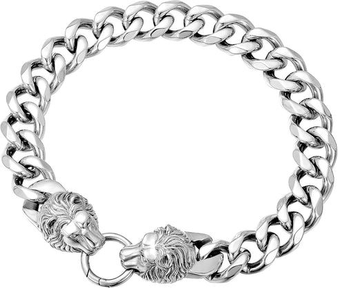 Dog Chain Collar with Lion Head Clasp, High Polished Cuban Link, Heavy Duty Chew Proof for Medium Dogs (19MM, 22")