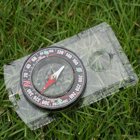 RLXMARTD 4 Pcs Outdoor Compass with Adjustable Declination,Magnifier,Ruler,Scale. Multifunctional Orienteering