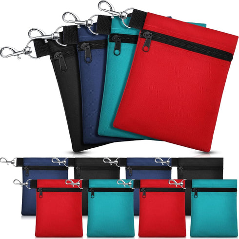 WILLBOND 12 Pcs Golf Tee Pouch - Multicolor Bag Holder with Metal Lobster Claw Clip, Portable Golf Accessories for Men,