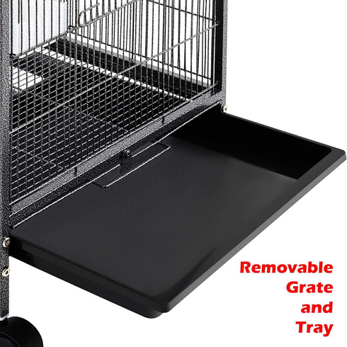 36-Inch Deluxe Wrought Iron Bird Flight Cage with Rolling Stand for Parrots, Conure, Lovebird, Cockatiel