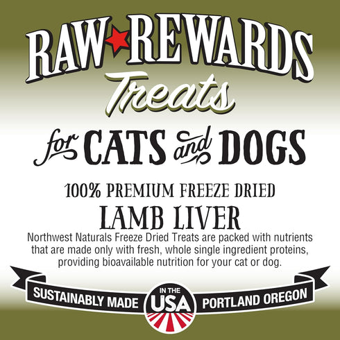 Northwest Naturals Raw Rewards Freeze-Dried Lamb Liver Treats, Healthy Bite-Sized Pieces, 3 Oz (Pack of 3)