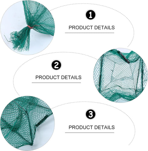 14-Part 2.1m OSALADI Portable Fishing Trap Cage Net Mesh Bait Crab Shrimp Catcher Suitable for Freshwater and Saltwater