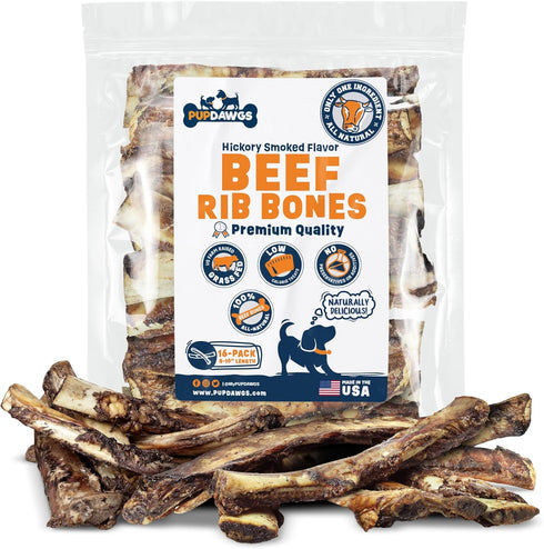 Single Ingredient Dog Bones - Made in USA 8-10 Beef Rib Bones