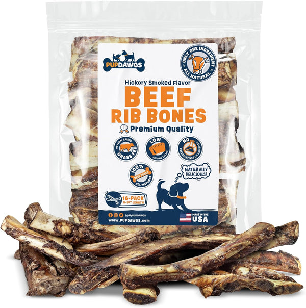 Single Ingredient Dog Bones - Made in USA 8-10 Beef Rib Bones