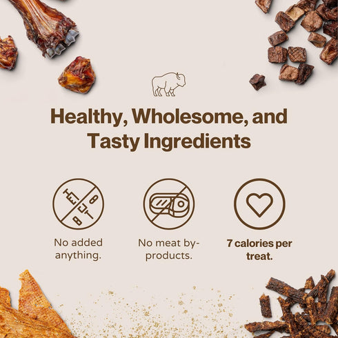Bison Bits: Pure Bison Dog Treats - All Natural, Vet Approved, Grain Free, Healthy & Nutritious (8oz)