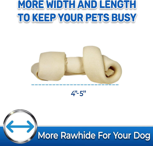 PET MAGASIN Natural Rawhide Bones Chewing Dog Treats, 10-Pack (Small 4-5 Inch)