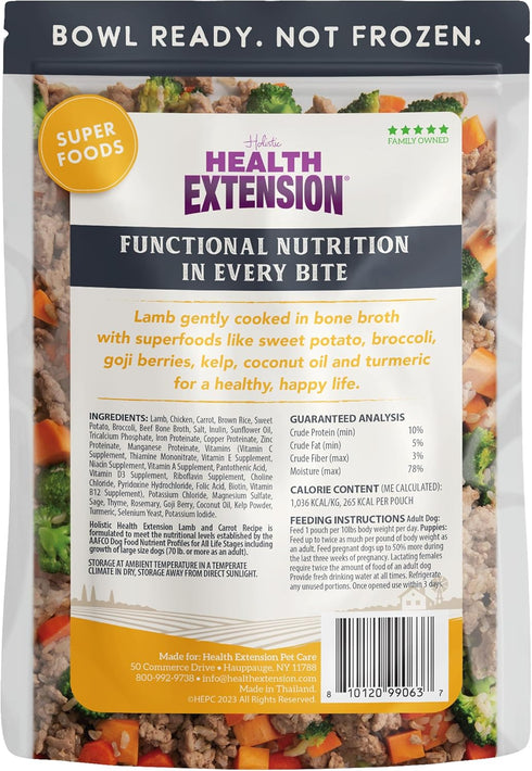 Health Extension Gently Cooked Pouches for Dogs (Lamb and Carrot, 9oz Single Pouch)