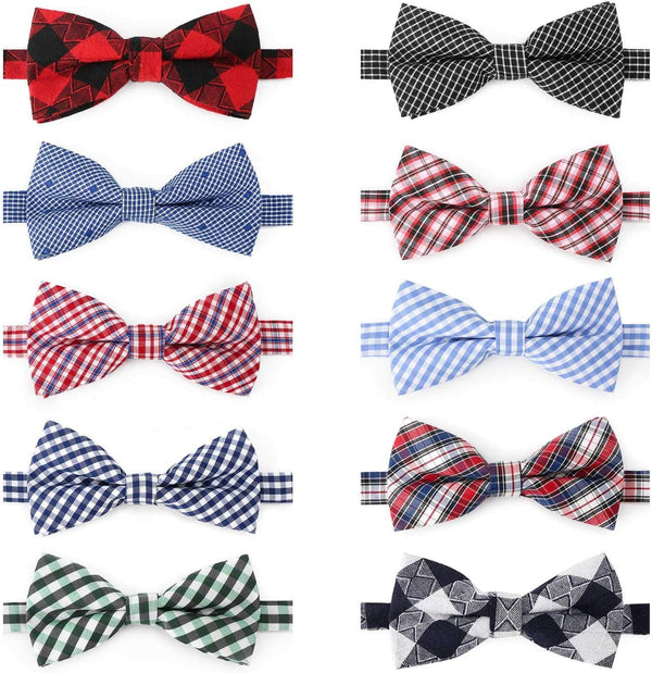 Segarty 10 PCS Puppy Bow Ties, Dog Bowtie Collar Bulk for Holiday Cat Grooming, Cute Plaid Pattern