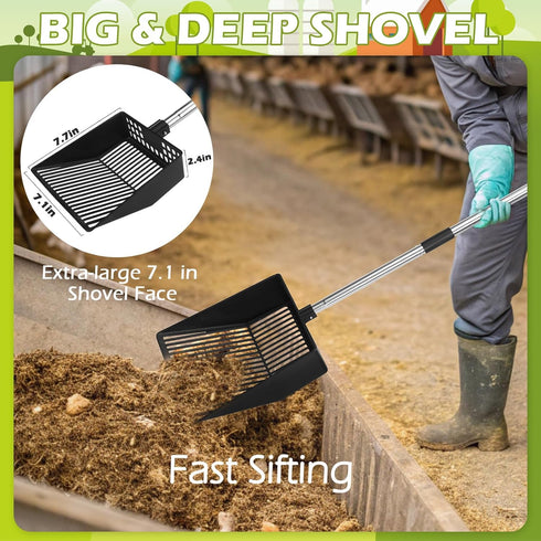 Accessories(22"-52.3") EXPAWLORER Large Chicken Poop Scooper,Adjustable Chicken Coop Rake with Stainless Steel Long