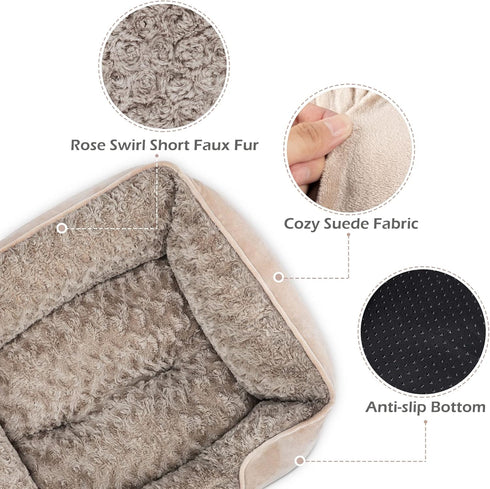 INVENHO X-Large Rectangle Washable Dog Bed, Orthopedic Soft Calming Sleeping Bed for Large Medium Small Dogs, Anti-Slip