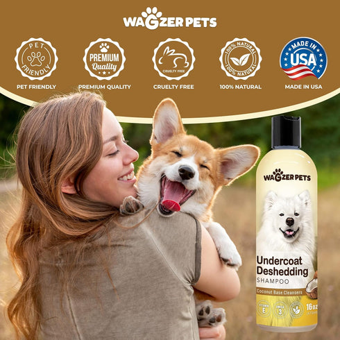 Deshedding Dog Shampoo, Coconut Oil Infused for Sensitive Skin, 16 oz, Odor Neutralizing