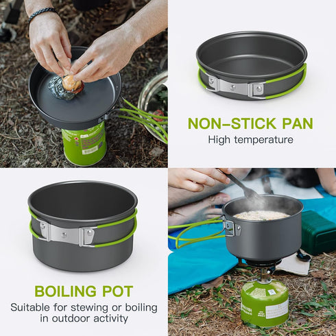ACAGALA 2-3 Set Portable Outdoor Tableware Camping Cookware People Multifunctional Portable Cooking for Outdoor Stove