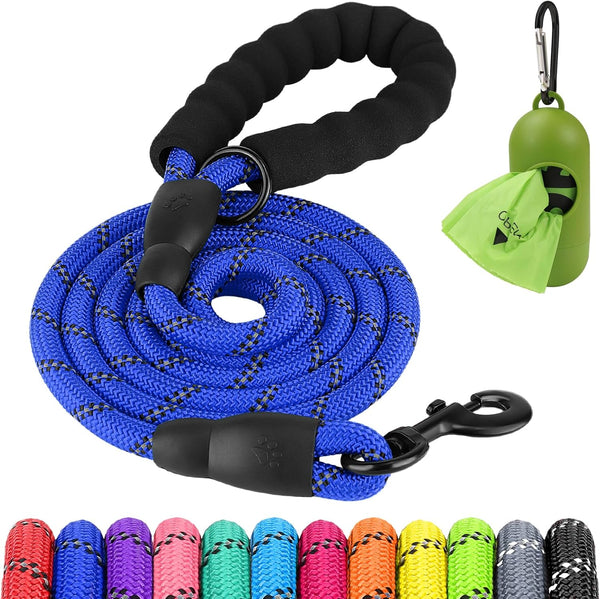 Joytale 6/5/4 FT Reflective Dog Leash, Strong Nylon Braided for Large Medium Dogs with Poop Bags and Dispenser