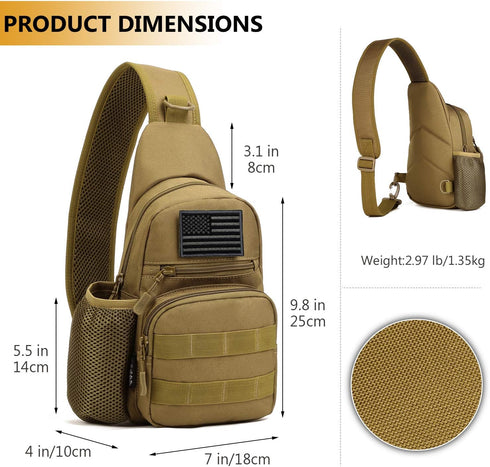 Pack Backpack Daypack Protector Plus Tactical Sling Bag Military MOLLE Crossbody Chest Shoulder with Water Bottle