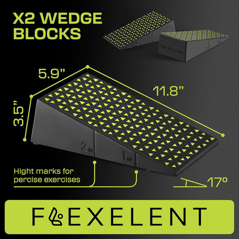 Squat Wedge Block Pair, Anti-Slip Slant Board for Squats, 17° Incline, Includes Backpack