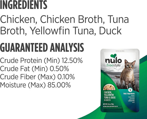 Nulo Freestyle Cat & Kitten Wet Cat Food Pouch, Grain-Free Soft Cat Food Topper with Amino Acids