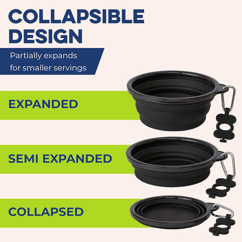 Collapsible Dog Slow Feeder Bowl, Portable Silicone Travel Bowl for Food & Water, Anti-Choking, Dishwasher Safe