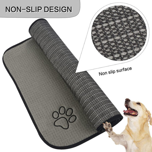 Sinland - Microfiber Pet Bowl Mat Dish Drying Mat with Anti-Skid Backing, 14.2Inch x 24Inch Grey