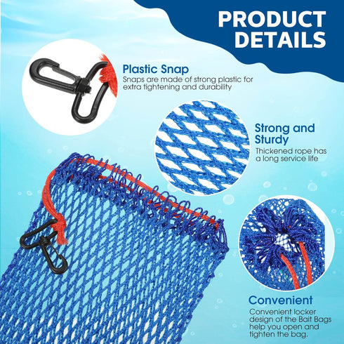 Honoson 6 Pcs Crab Trap Bait Bags with Locker Portable Fish Trap Outdoor Sports Style Crab Snare Mesh Bait Traps Shrimp