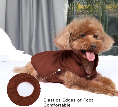 2 Layers Fleece Lined Warm Dog Jacket for Puppy, Soft Windproof Small Dog Coat, Brown, M