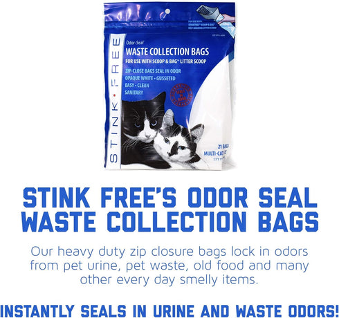 Scoop & Bag Odor Sealing Cat Litter Poop Waste Bags, 3 Pkgs