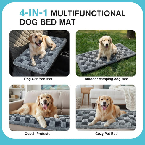 (25.2" 50.4") AiQInu Dog Car Bed for Back Seat, Washable Plush Dog Seat Cover, Non-Slip Soft Pet Mat for Car, Truck