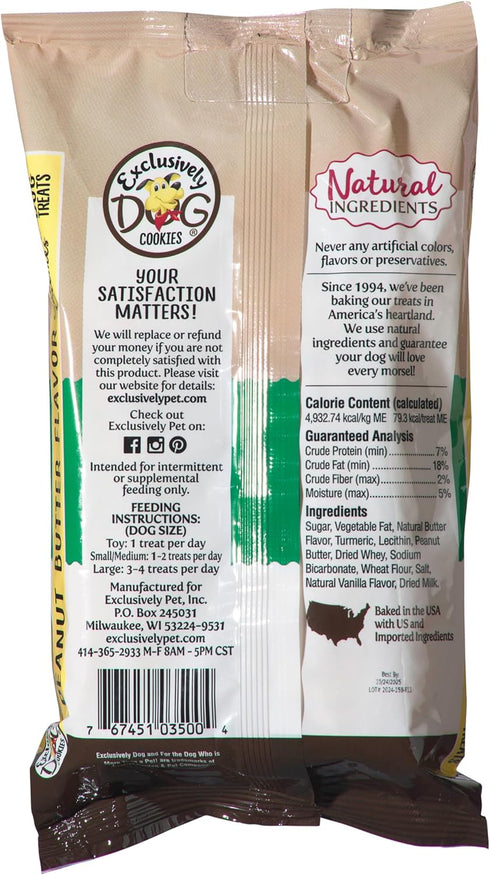 Exclusively Dog Cookies Sandwich Cremes Dog Treats, Peanut Butter Flavor for Medium and Large Dogs, 8 oz, Made in The
